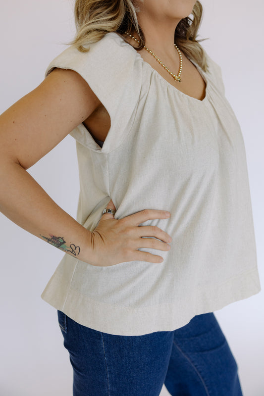 She's Sweet Linen V-Neck Top!