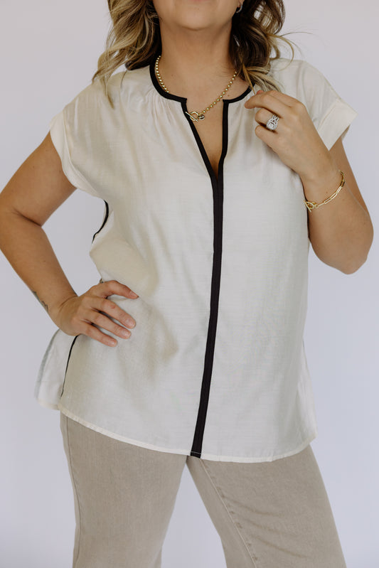 Contrast Piping Detailed Tunic Top